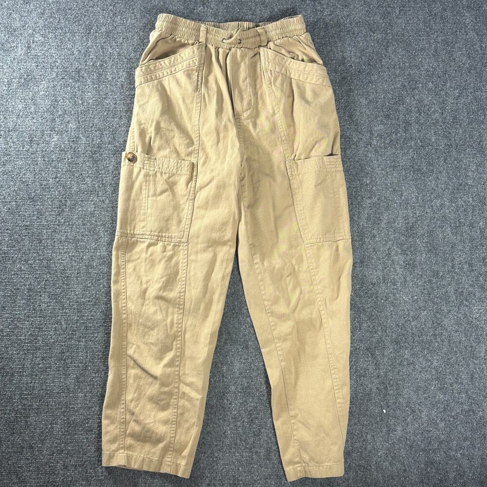7 For All Mankind Womens S Khaki Utility Cargo Pants Elastic Waist Tan - Picture 2 of 6